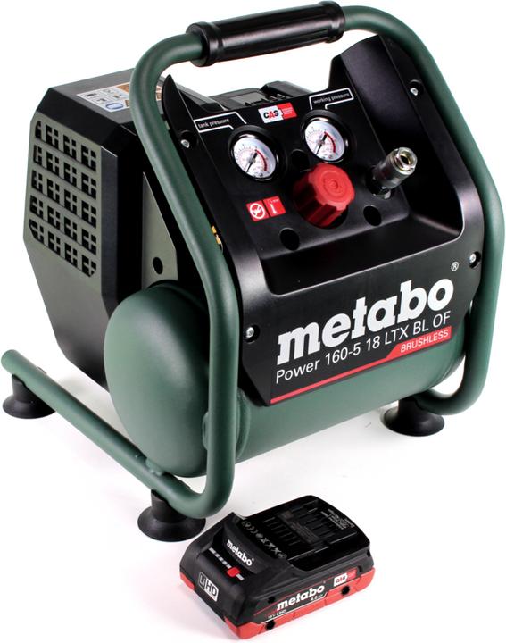 Actual product image Metabo Power 160-5 18 LTX BL OF Battery compressor 18 V 8.0 bar Brushless + 1x LiHD battery pack 4.0 Ah - (8 bar, 5 l)