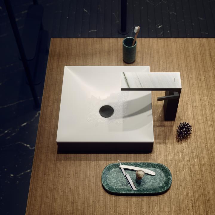 Produktbild hansgrohe AXOR Suite Aufsatzwaschtisch, eckig, 400x400mm, mit Metallrahmen, ohne Überlauf, SolidSur (500 mm, 500 mm)