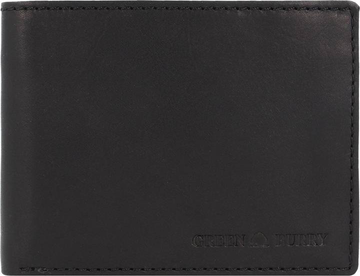 Greenburry Pure Black Geldbörse RFID Schutz Leder 13 cm