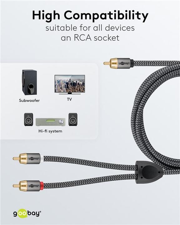Produktbild Goobay Cinch Y-Kabel, 2 m, Sharkskin Grey (2 m, Cinch)