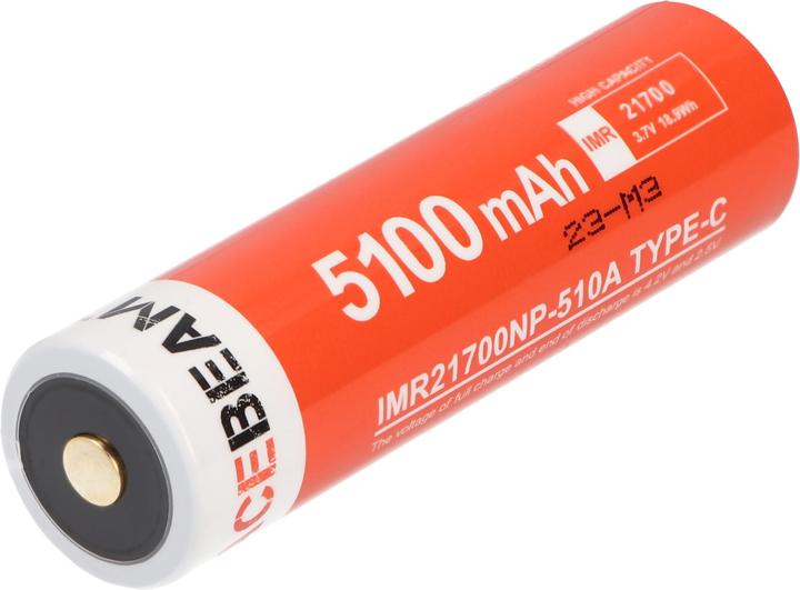 Immagine prodotto AceBeam Batteria agli ioni di litio 21700 con potente corrente di scarica da 5100mAh USB-C max. 20A, 77,8 x (1 pz., 21700, 5100 mAh)