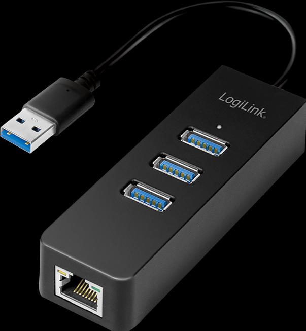 Actual product image LogiLink USB 3.0 3-port hub with Gigabit Ethernet UA0173A (USB-A, 1000 Ports)