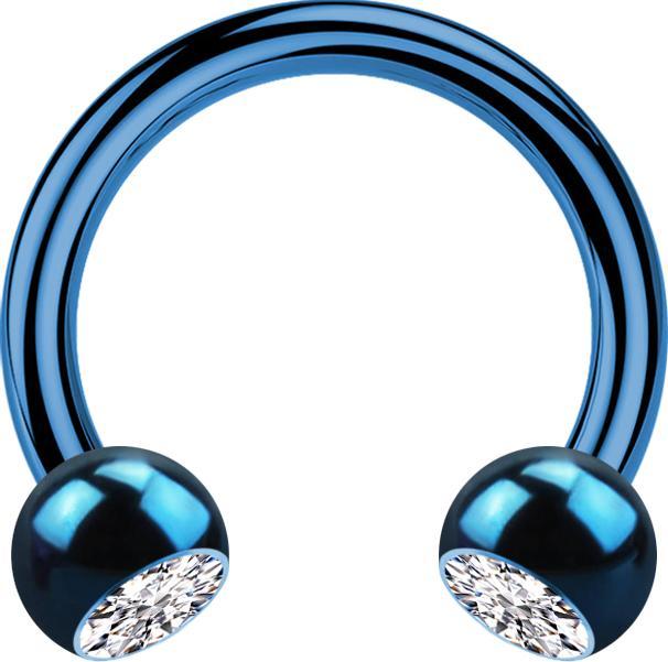 Produktbild Star Piercing Micro Circular Barbell dunkelblau mit zwei Kugeln Kristall silber (Titan G23, ohne Messing)