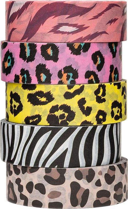 Colorations Washi Tape Tiermuster 5 Rollen, 5mtr.