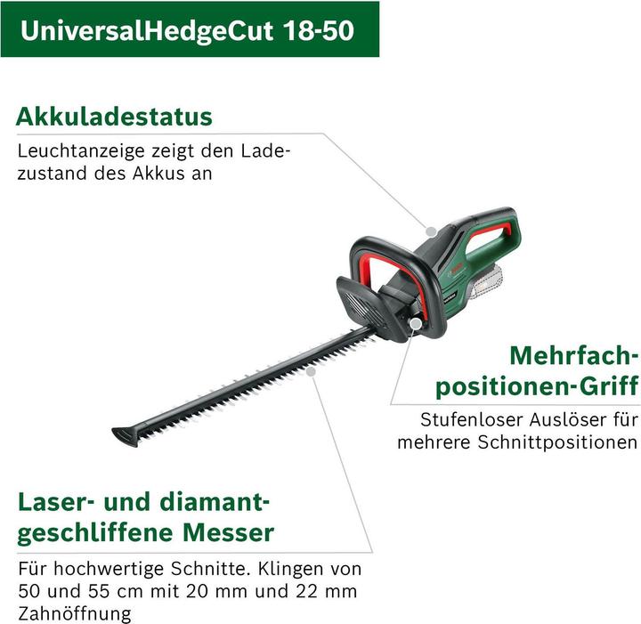 Produktbild Bosch Home & Garden UniversalHedgeCut 18V-50 (Akkuheckenschere)