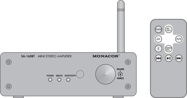 Immagine prodotto Monacor SA-160BT - 2,0 canali - 60 W - 99 dB - 30 W - 20 - 20000 Hz - connessione a morsettiera (Amplificatore)