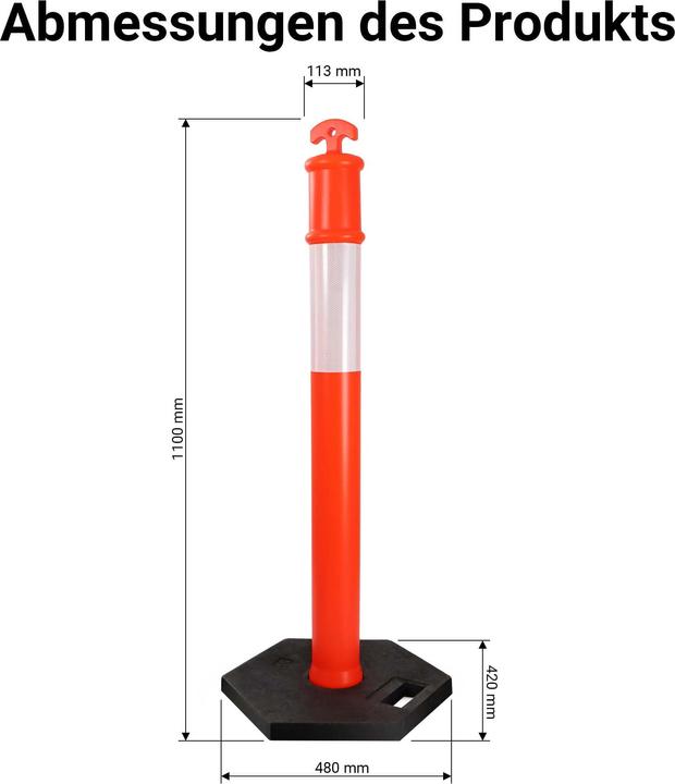 Immagine prodotto Wiltec 2x Absperrpfosten 110x42x42cm Sperrpfosten mobile Absperrung Poller