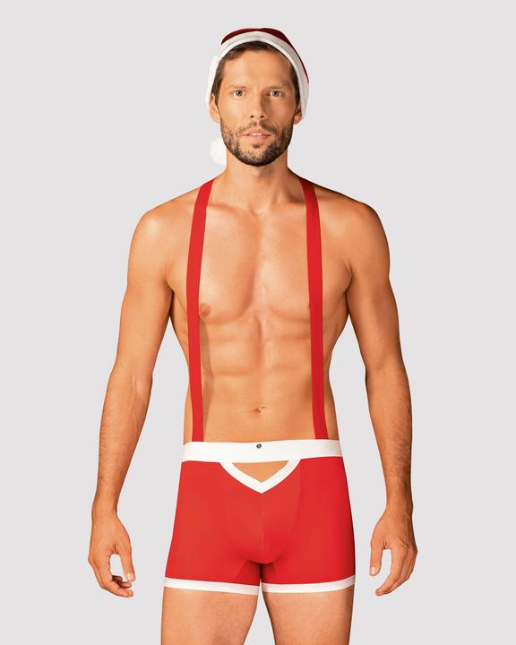 Actual product image Obsessive Mister Claus boxer shorts with braces and cap (L, XL)