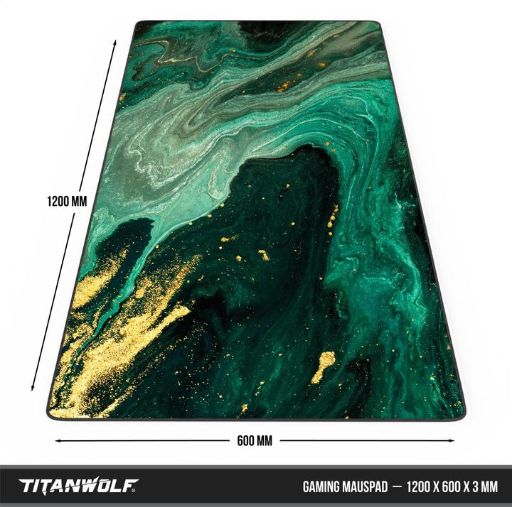 Actual product image Titanwolf Gaming mouse pad, 1200 x 600mm XXXL speed gaming mouse mat, extra-large surface, marble green (XXL)
