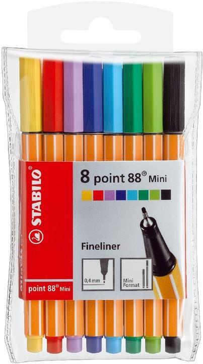 Image du produit STABILO Feutres fins - point 88 Mini - Pack de 8 - avec 8 couleurs différentes (Trié, 8 x)