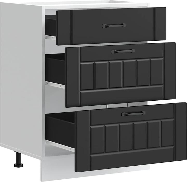 Produktbild VidaXL Küchen-Unterschrank Lucca Schwarz Holzwerkstoff Spülenunterschrank (60 x 46 x 81.5 cm)