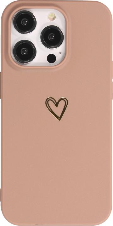 Produktbild PhoneLook Hülle Silikon matt Herzdesign gold (Apple iPhone 16 Pro)