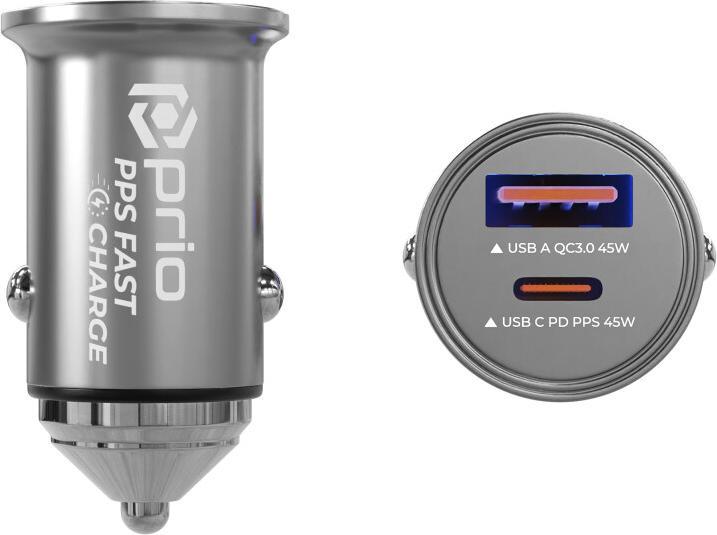 Immagine prodotto prio Caricatore da auto a ricarica rapida 45W PD (USB C) + 45W (USB A) nero