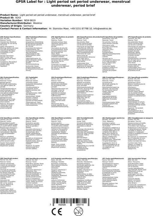 Produktbild Weekiss Leichte Periode Set - Periodenunterwäsche, Menstruationsunterwäsche, Periodenslip (XXL)