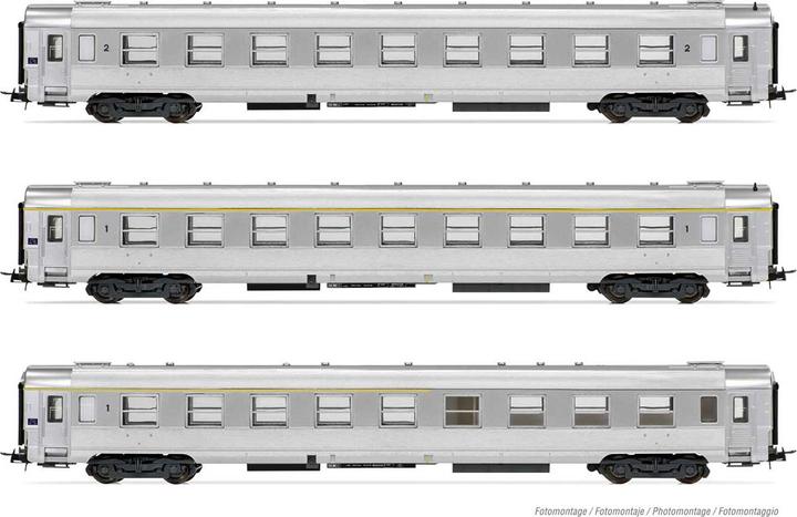 Immagine prodotto Hornby SNCF 3 vagoni passeggeri DEV Inox A9 + B10 + A5s Ep III (Traccia H0)