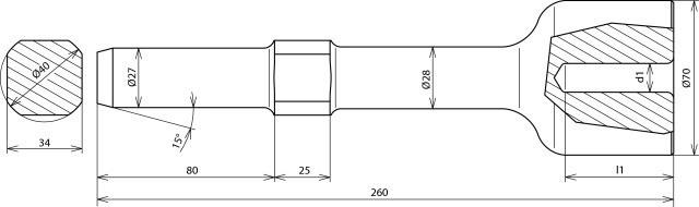 Produktbild Dehn HE TE 25 R27 LVH WN STBLANK Hammereinsatz f. TE D 25mm L 260mm f. Wacker Ru
