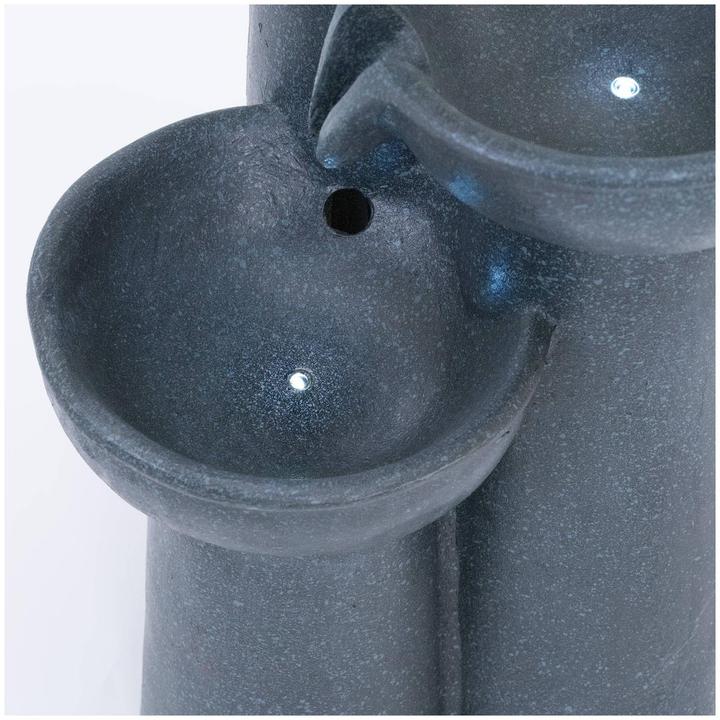 Produktbild Hillvert Solar Gartenbrunnen Solarbrunnen Zierbrunnen Wasserspiel 3 Schalen auf Säulen LED