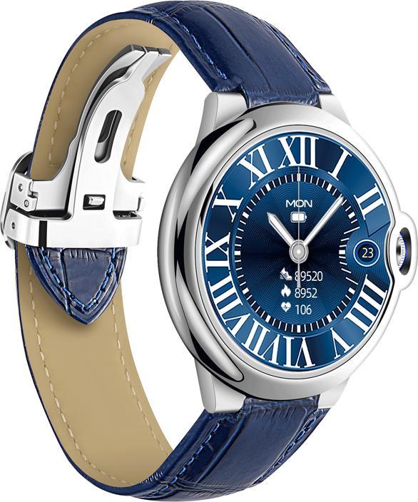 Actual product image EKO Connected Watch 5.0 with microphone and leather strap with folding clasp