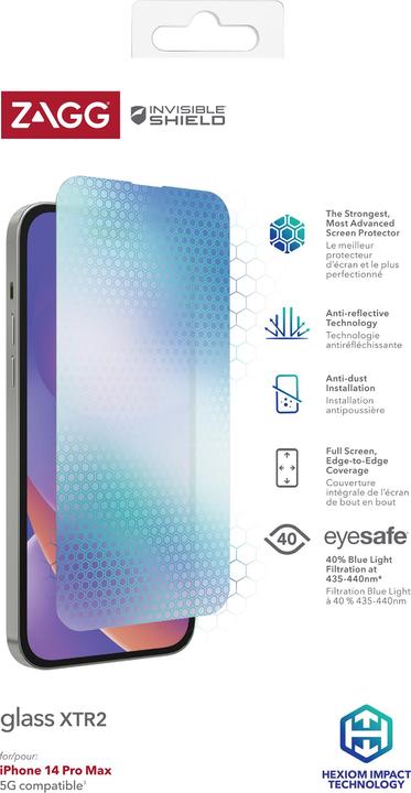 Actual product image Zagg InvisibleShield Glass XTR Screen Protector for iPhone 14 Pro Max (1 Piece, Apple iPhone 14 Pro Max)