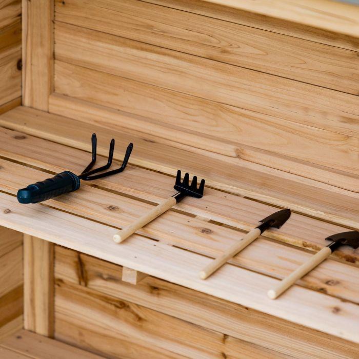 Image du produit Swisshandel24 Meuble de jardin Table à plantes avec meuble bas en bois, 2 étagères, 83 x 40 x 92 cm