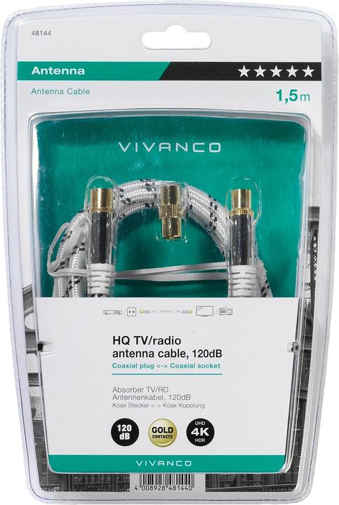 Immagine prodotto Vivanco Spina coassiale Accoppiamento coassiale (120 dB, Cavi antenna)