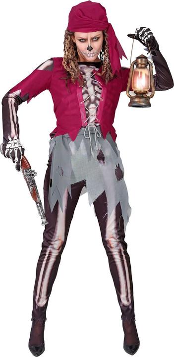 Produktbild Widmann Piraten Skelett Damenkostüm Hemd mit Korsett und Rock, Leggings, Kopftuch (XS)