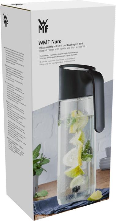 Produktbild WMF Wasserkaraffe 1l Glaskaraffe mit Griff Fruchtspiess Nuro CloseUp-Verschluss (1 l)