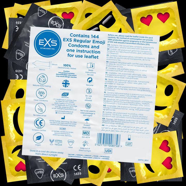 Actual product image Pipedream EXS Emoji storage bag: 144 fun, transparent condoms (144 pcs.)