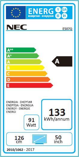 Energie-Label NEC E507Q (3840 x 2160 Pixel, 49.61")