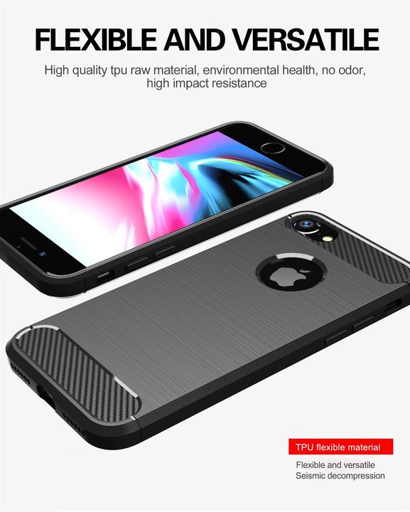Actual product image Cadorabo TPU Ultra Slim carbon stainless steel combo cover (Apple iPhone 7)