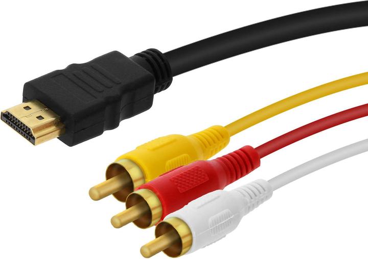 Actual product image LinQ HDMI to 3x RCA male video cable by - Black (1.50 m)