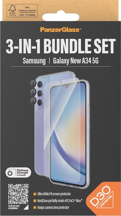Image du produit PanzerGlass Bundle Ultra Wide FIt Glass + Case + Lens (1 pièce(s), Samsung Galaxy A34 5G, Samsung Galaxy A35)