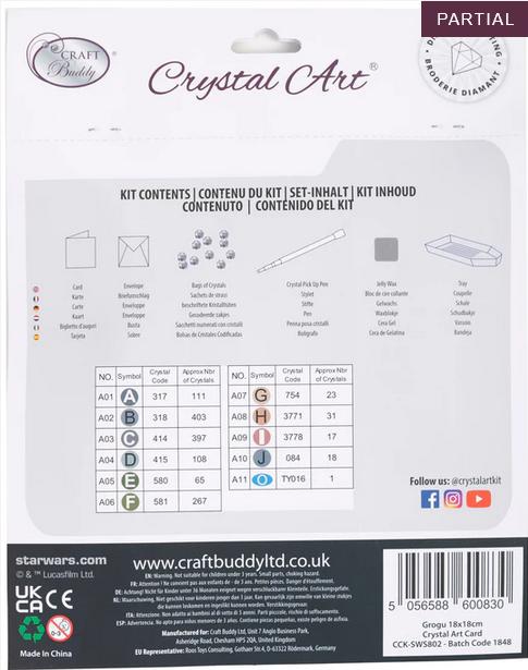 Actual product image Craft Buddy Grogu, Card 18x18cm Crystal Art