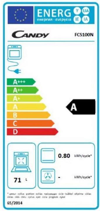 Label énergétique Candy FCS 100 N Four encastrable71 L