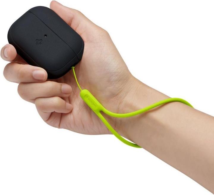 Produktbild Spigen SILICONE FIT STRAP Apple AIRPODS PRO 1 / 2 BLACK/PHANTOM GREEN (Kopfhörer Tasche)