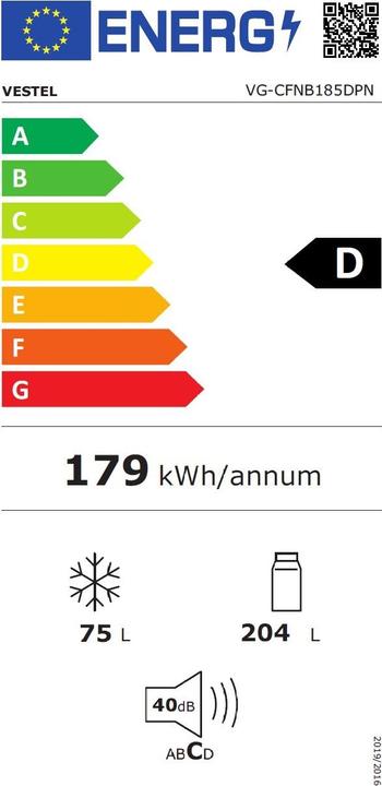 Energie-Label Vestel VG-CFNB185DPN (279 l)
