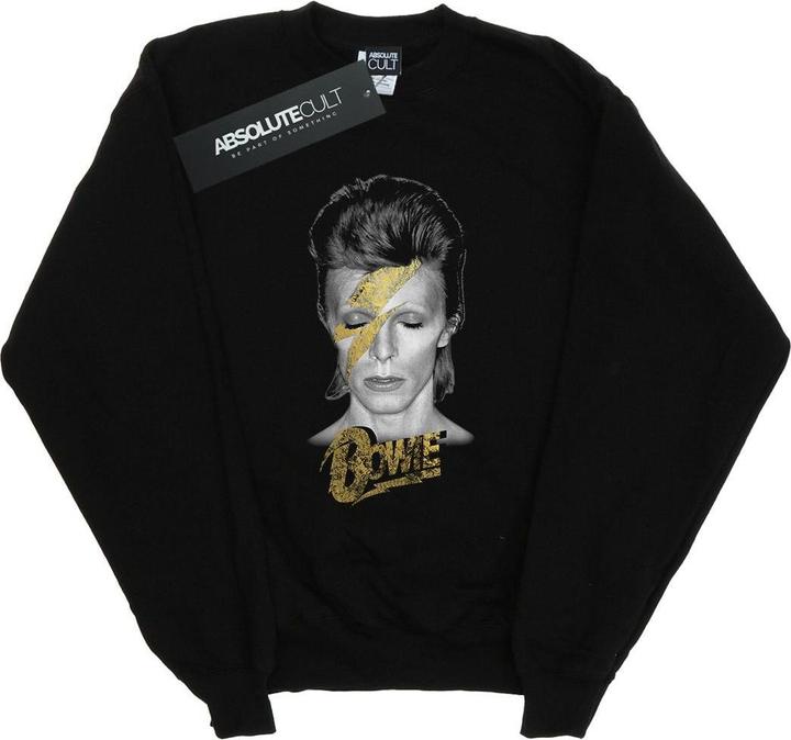 Actual product image David Bowie Mens Aladdin Sane Gold Bolt Sweatshirt (L)