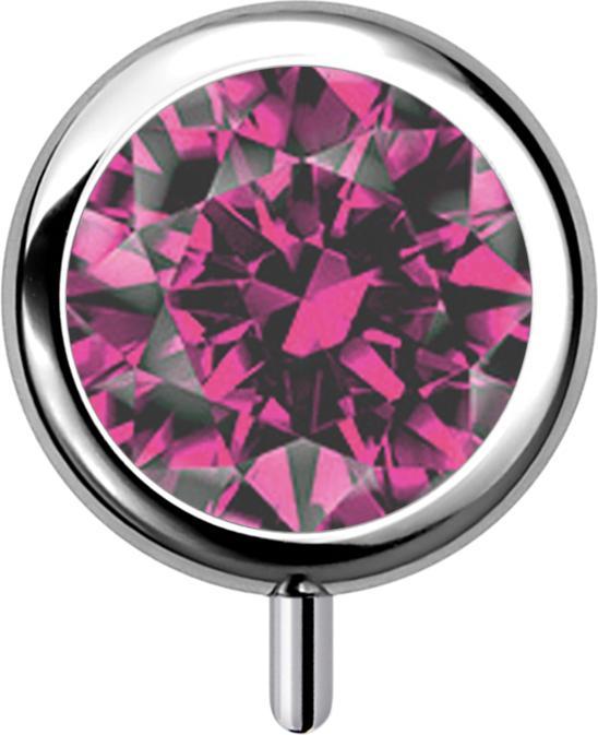 Immagine prodotto Star Piercing Cilindro senza filettatura argento fronte cristallo rosa (senza ottone, Titanio G23)