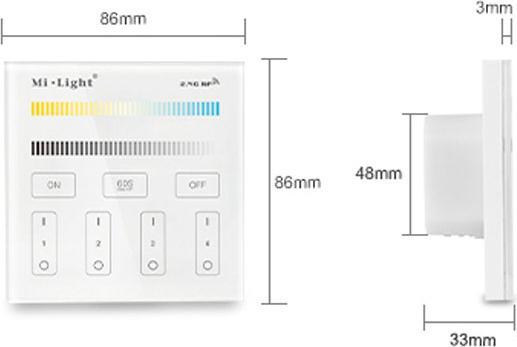 Actual product image Milight Smartpanel Unicolor Plus (KW/WW) flush-mounted wall installation