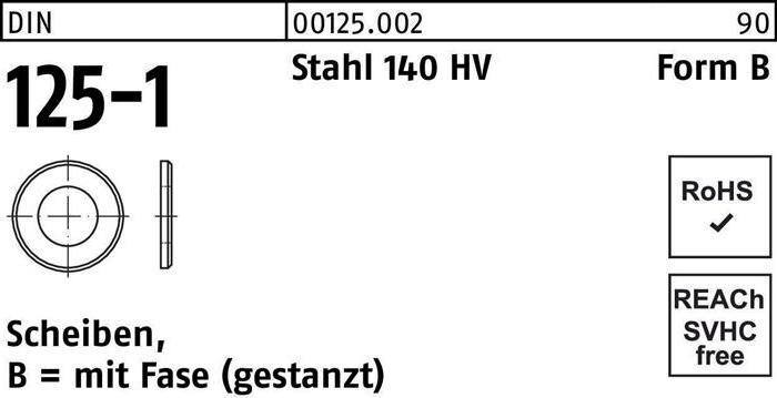 Image du produit Rondelle DIN 125-1 forme B 25 x 44 x4 acier 140 HV