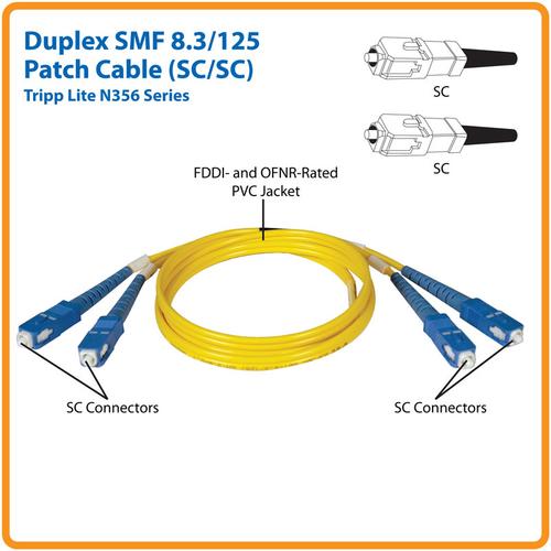 Image du produit Eaton TRIPPLITE Câble de brassage fibre duplex monomode 9/125 SC/SC 5M 16ft. (5 m)