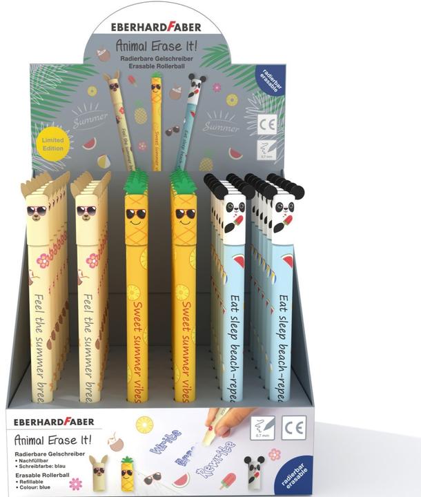 EberhardFaber Roller Gel Animal Erase it! Limited Edition (Sortiert, Blau, 36 x)