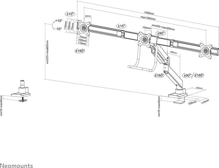 Produktbild Neomounts NM-D775DX3 (Tisch, 27")