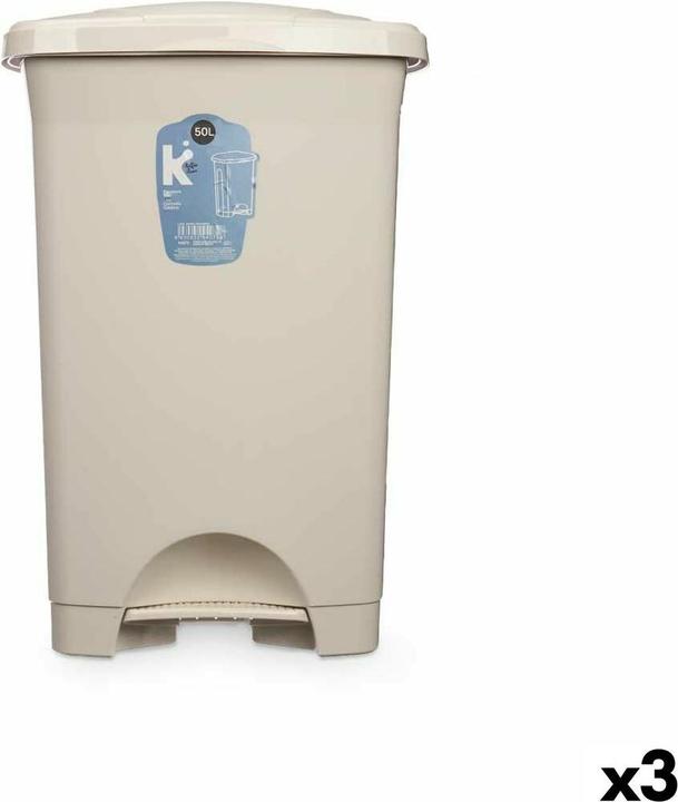 Actual product image Natec Papierkorb mit Pedal Beige Kunststoff 50 L (3 Stück) (50 l)