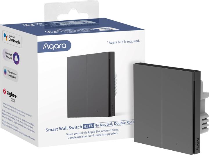 Image du produit Aqara Smart Wall Switch H1 Gris Non Neutre, Double Rocker (Zigbee)