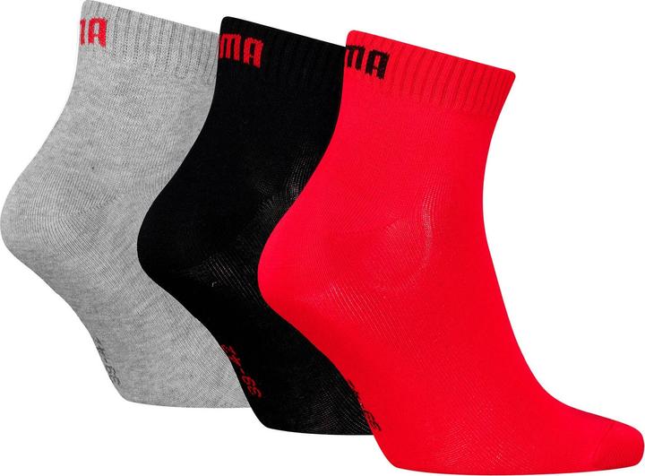 Puma Socken Söckchen 3 Paar Quarter Uni Rot/Schwarz/Grau