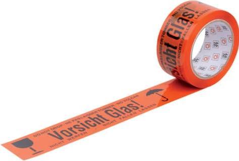 Actual product image Wihedü Packing Tape Caution Glass orange (50 mm)