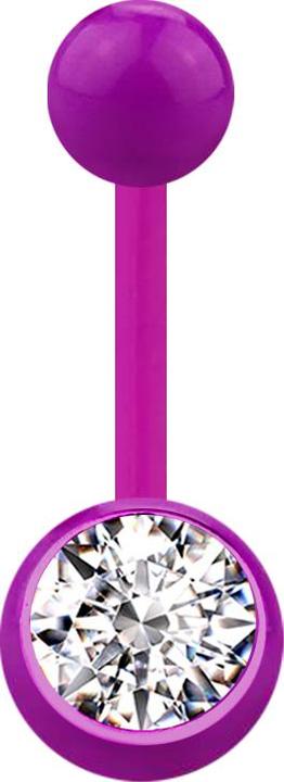Produktbild Star Piercing Banane violett mit Kugel und Kugel Kristall silber (ohne Messing, Acryl)