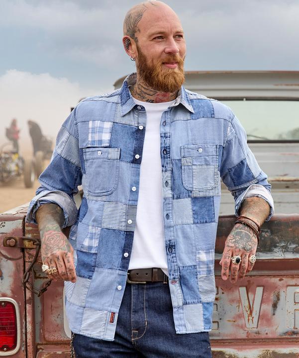 Actual product image Joe Browns Washed denim look patchwork shirt (M)