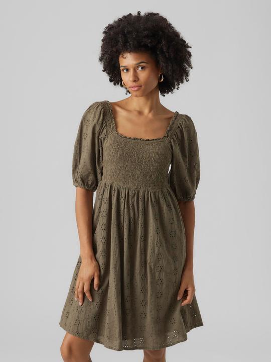 Actual product image Vero Moda Smocked Broderie Anglaise Mini Dress (S)